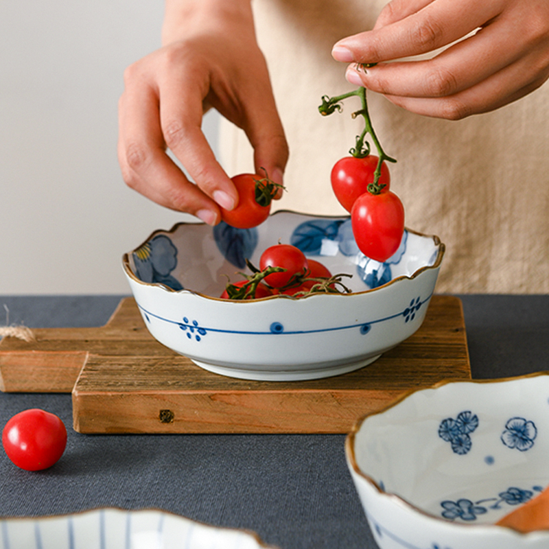 花边沙拉碗小清新陶瓷浅碗家用釉下彩创意个性日式可微波炉洗碗机