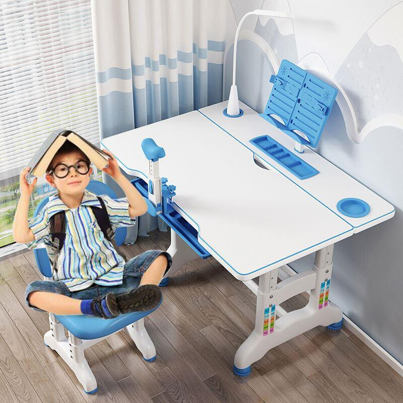 书桌学生学习桌家用儿童书架写字桌多功能可升降简约课桌椅套装