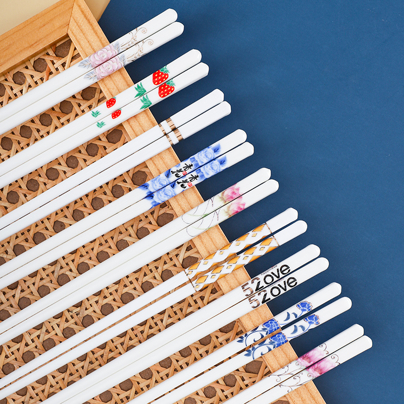 不发霉筷子陶瓷家用分色耐高温易清洗一人一筷防霉创意中式