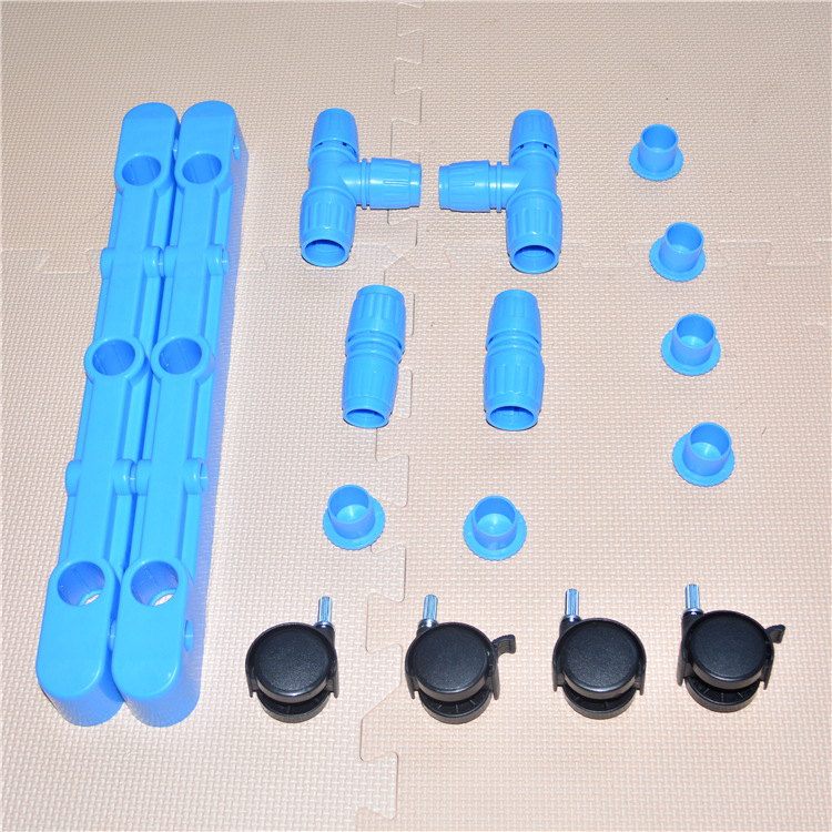 蓝色单杆加长单杆加宽 晾衣架专用塑料配件带万向轮 塑料配件