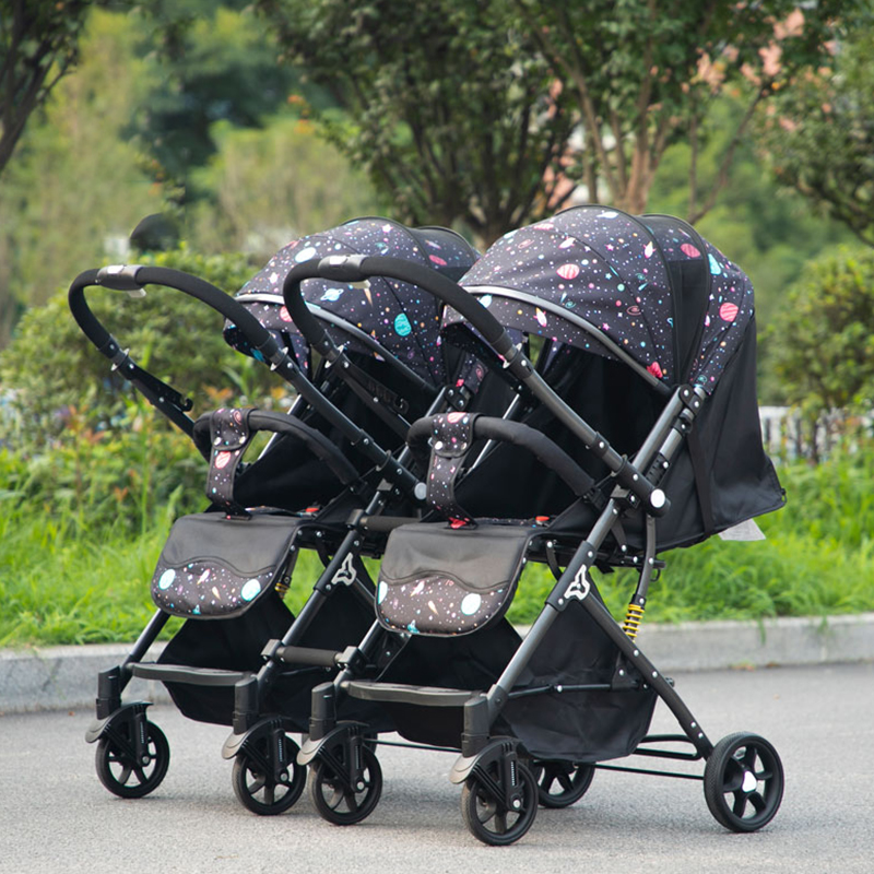双胞胎婴儿推车可坐可躺高端宝宝儿童手推车轻便可拆分折叠