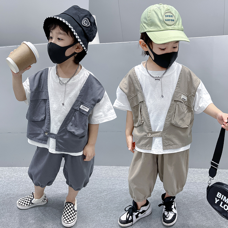 洋气男童套装夏装2024新款潮男孩帅气两件套休闲韩版宝宝童装时髦