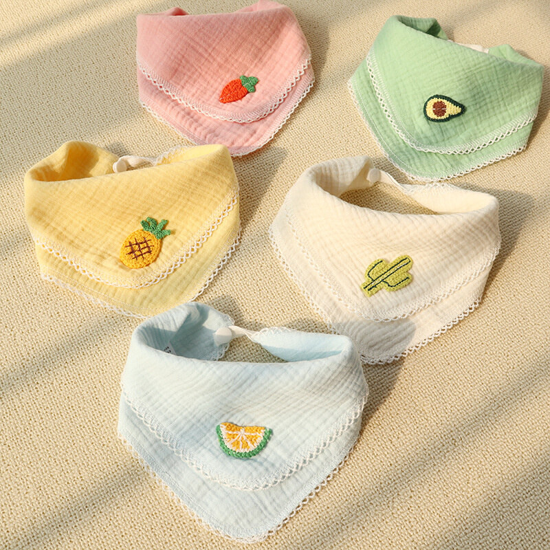 夏季新生宝宝纱布口水巾母婴儿用品三角巾围兜幼儿童围嘴吃饭外贸
