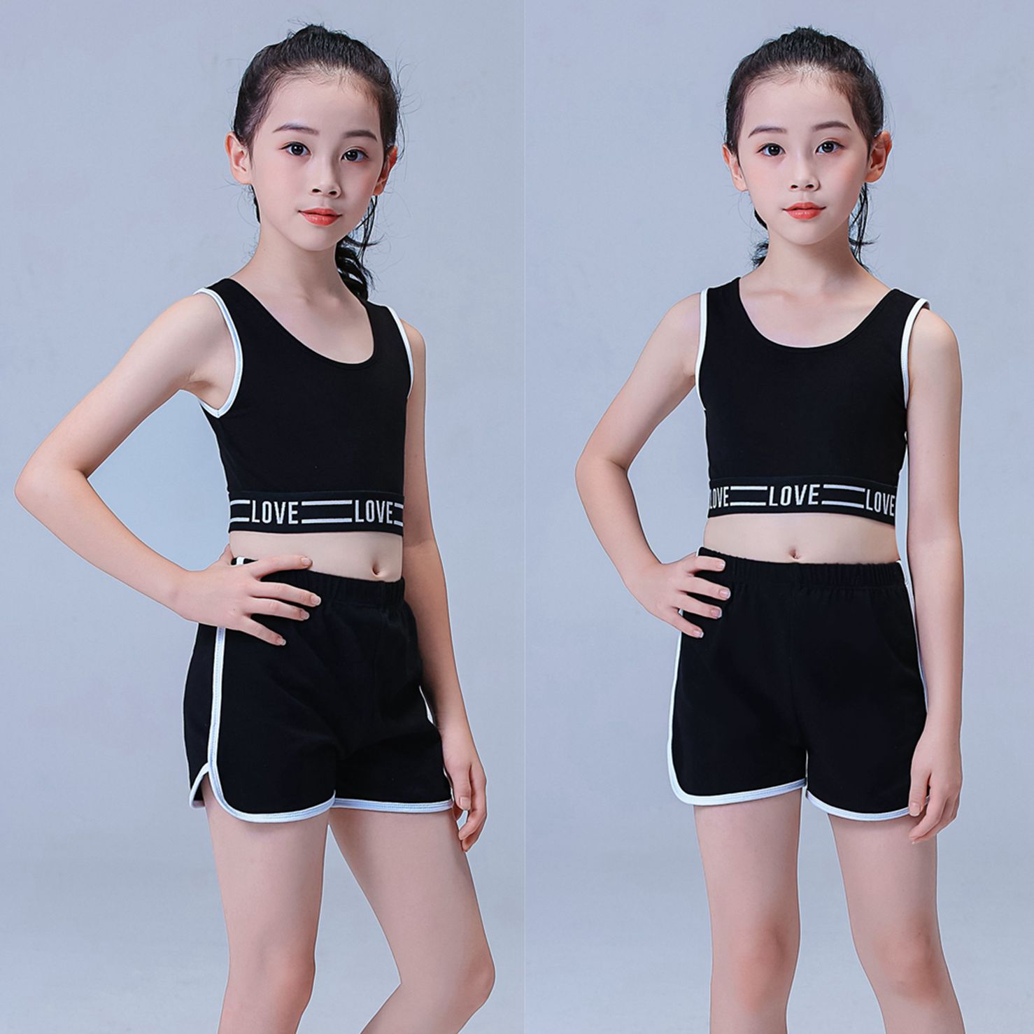 少儿模特训练服装儿童形体礼仪练功服女童夏季套装T台走秀演出服