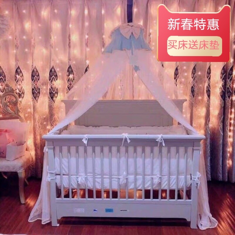出口美国婴儿床进口实木豪华美式多功能大尺寸可拼接大床转成人床