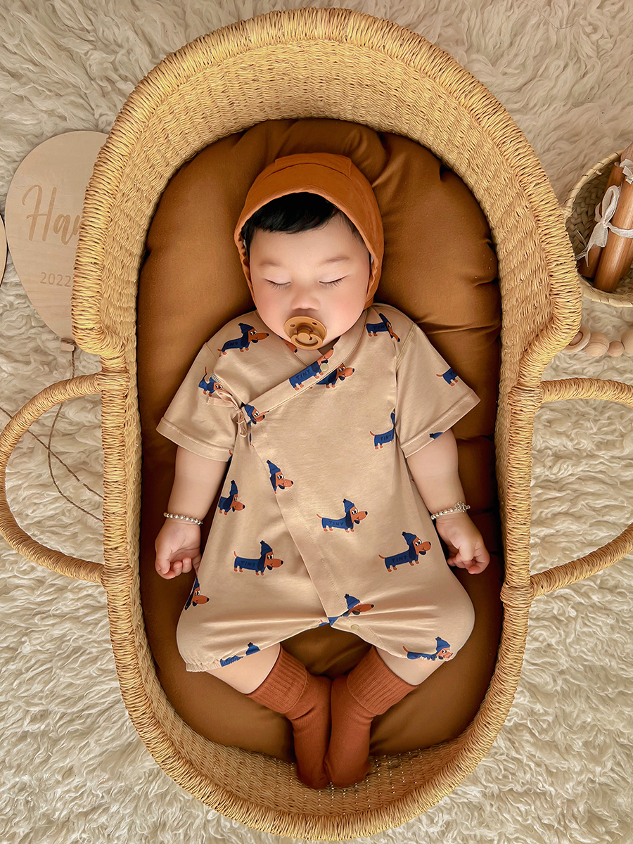 可心哈尼婴儿衣服夏天薄款短袖连体衣初生宝宝哈衣爬服睡衣连身衣