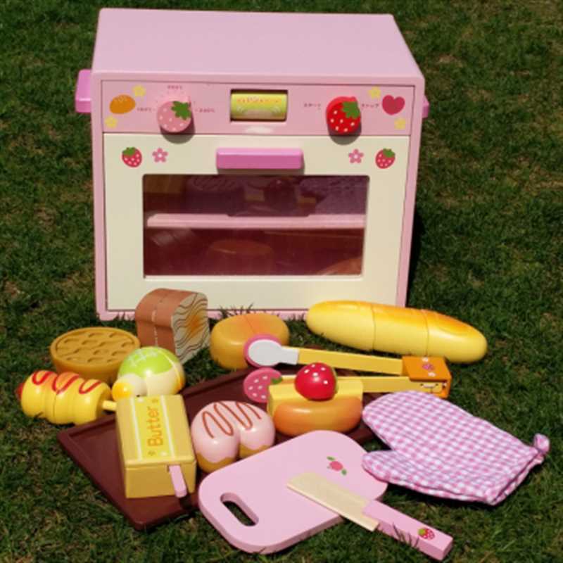 新款宝宝礼物面包烤箱制造组女孩男孩过家家木制烤炉玩具厨房儿童