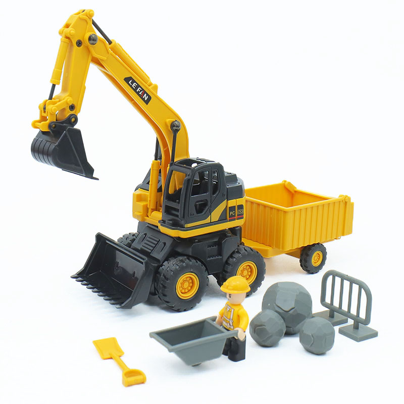 惯性手摇挖掘机拖车儿童宝宝玩具车运输翻斗多功能工程车挖推合一