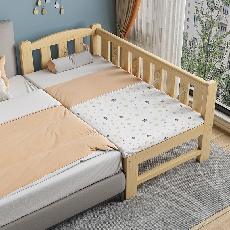 实木儿童床拼接床男孩女孩宝宝床加高护栏加宽床边婴儿床拼接大床