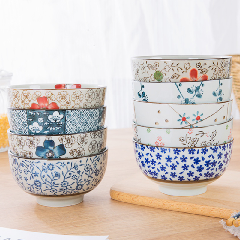 日式5英寸大肚碗吃米饭喝粥碗 创意家用小面碗个性复古商用陶瓷碗