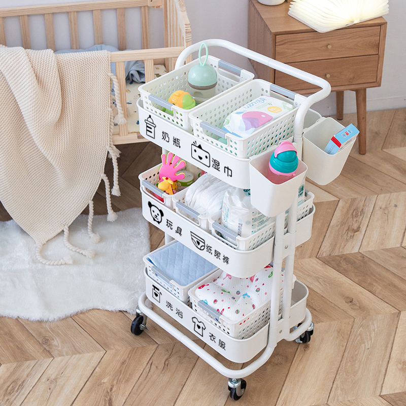 婴儿用品置物架小推车宝宝储物卧室床头移动多层零食新生儿收纳架