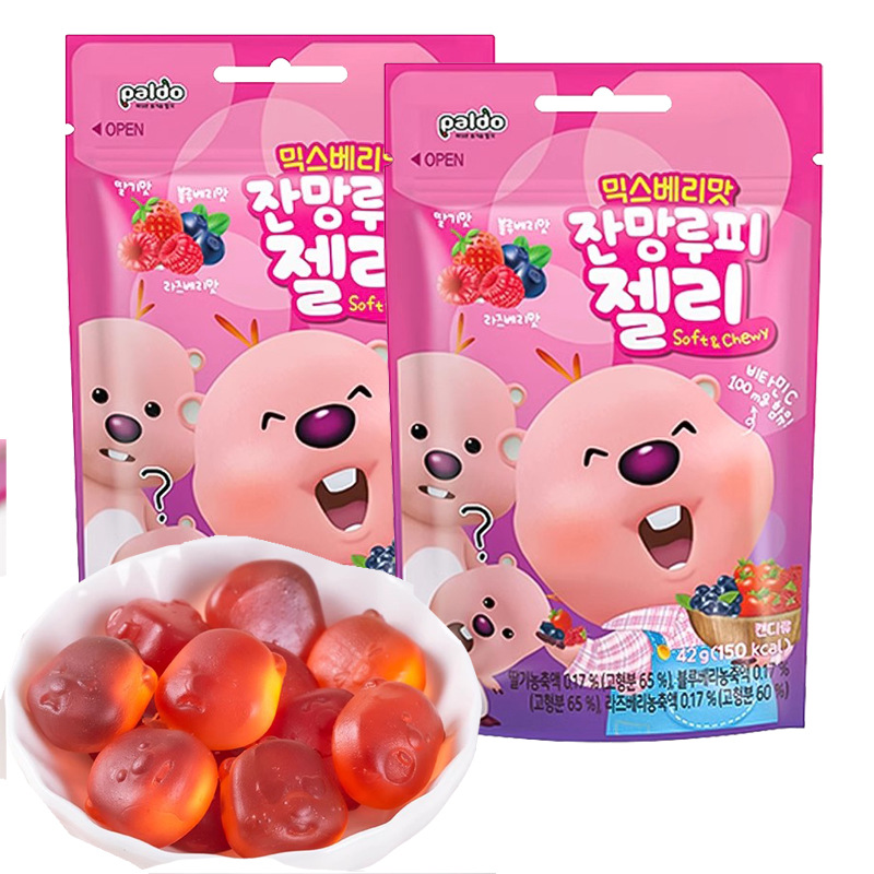 韩国进口paldo八道混合莓果味软糖海狸露比loopy儿童糖果休闲零食