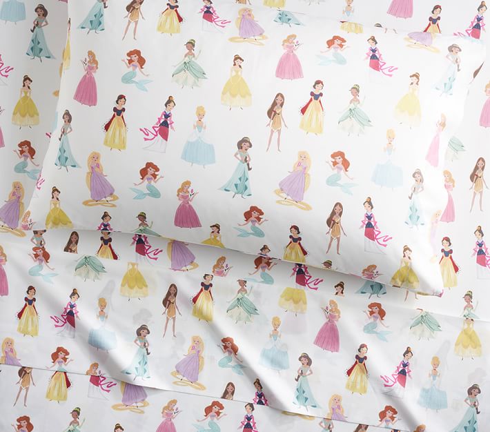 出口迪士尼公主全棉印花贡缎被套床单床笠枕套幼儿园件套定制尺寸