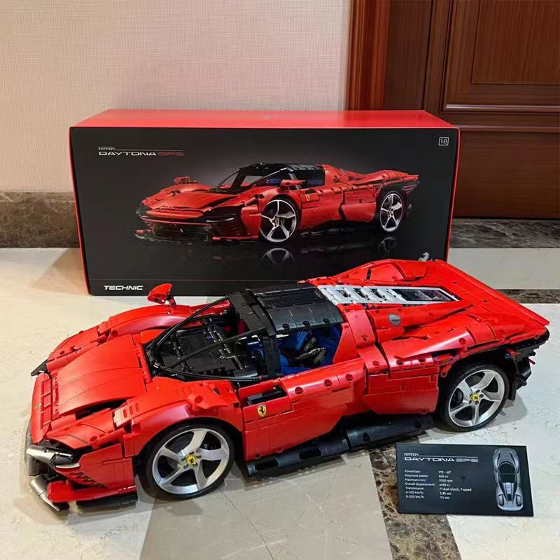 法拉利SP3男孩子拼装玩具跑车拼图6岁以上益智高难度汽车中国积木
