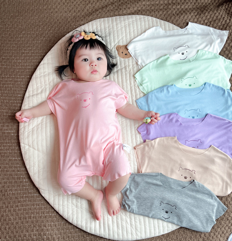 莫代尔棉手感0一6月新生婴儿连体衣服短袖夏装女宝宝夏季睡衣a类3