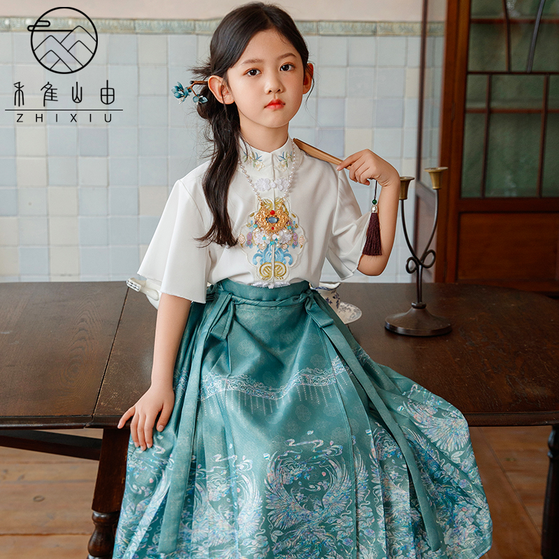 女童汉服马面裙2024夏装新款儿童新中式中国风唐装女孩国学古装裙