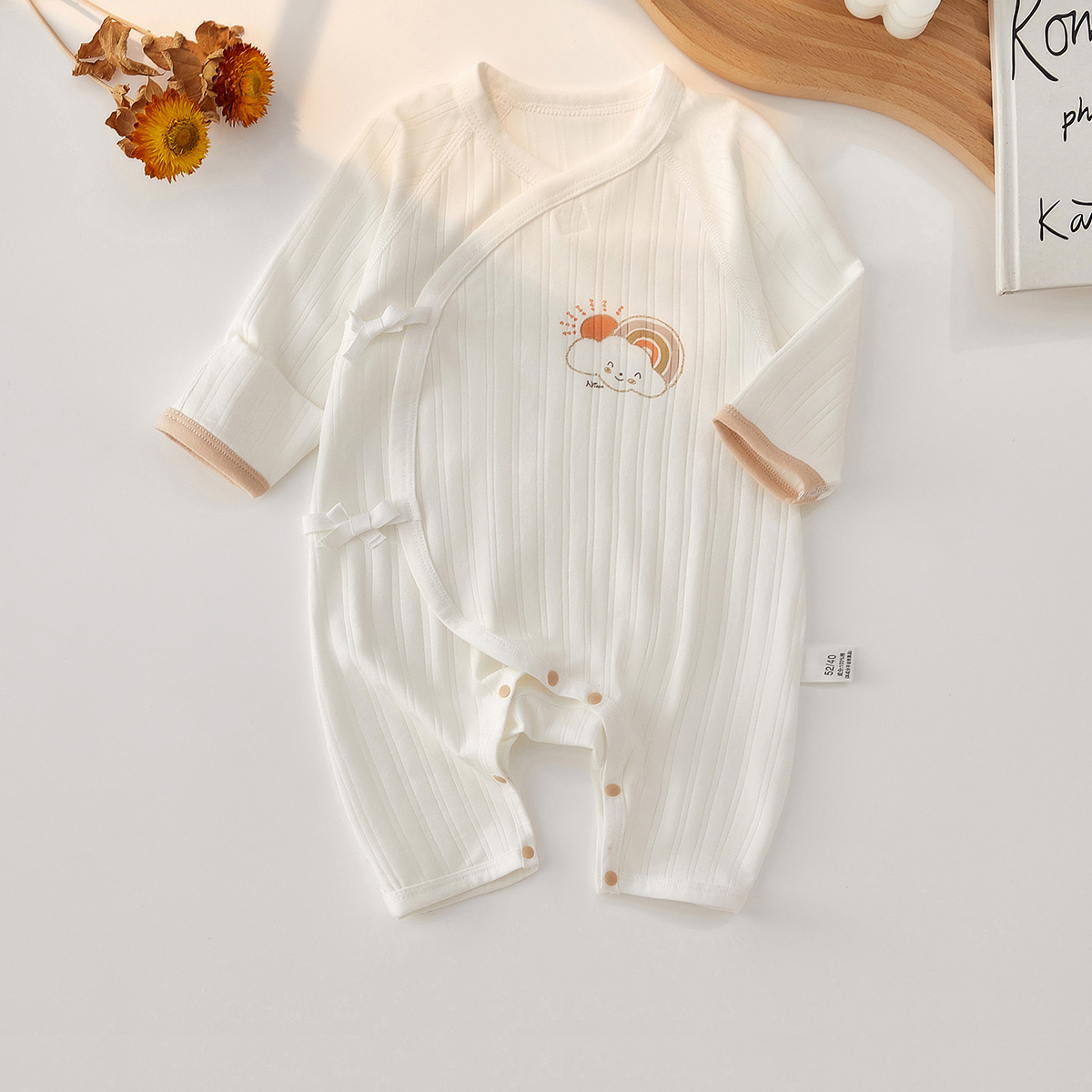 新生儿衣服夏季薄款新生儿哈衣爬服宝宝空调服长袖睡衣婴儿连体衣