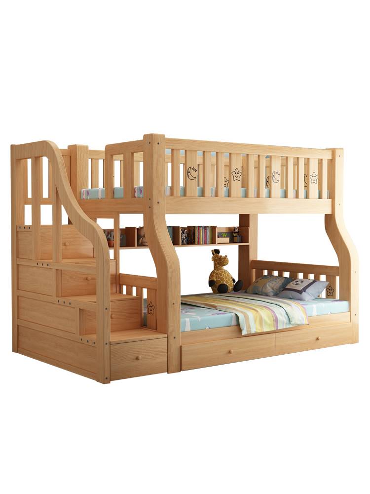 实木上下床双层儿童床上下铺子母床双人高低床两层木床实木组合床