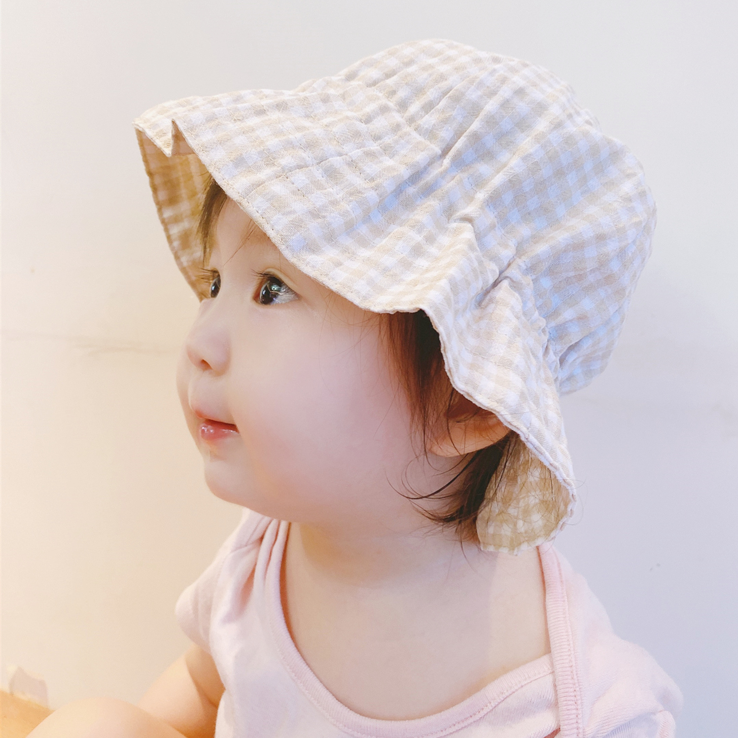 婴儿遮阳帽可爱宝宝帽子夏季薄款新品女防晒太阳渔夫帽儿童男春夏