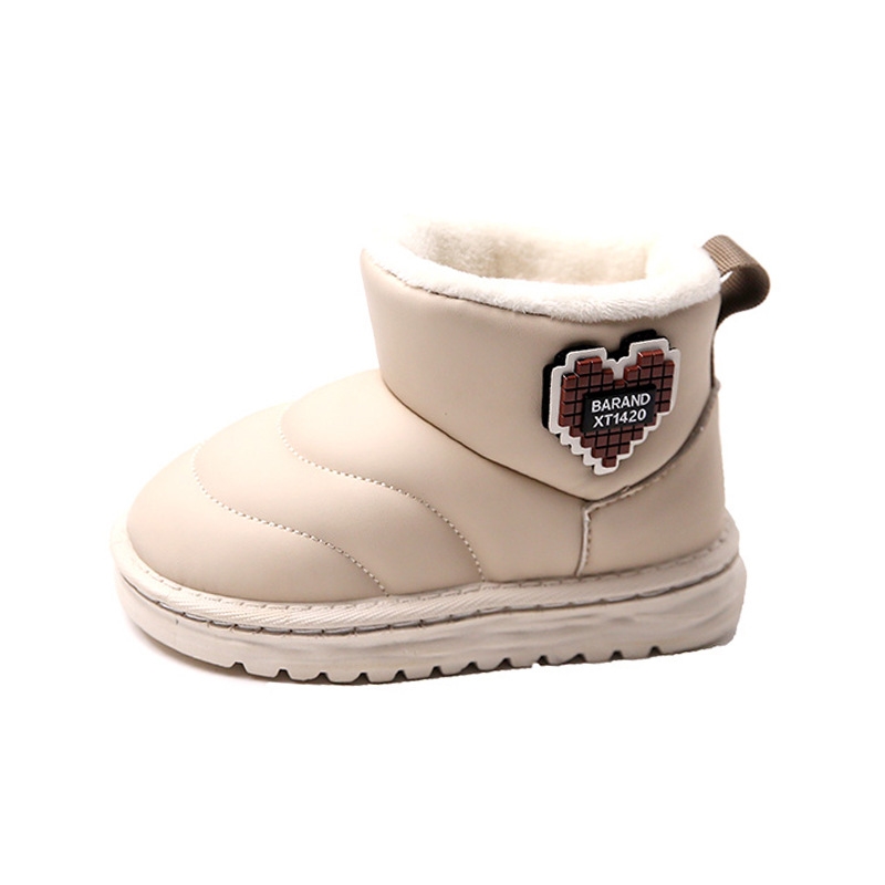 女童加绒保暖大棉靴2023冬季新款加厚防水男童防滑雪地靴面包靴子
