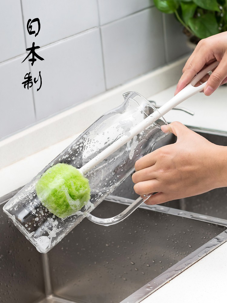 日本进口长柄玻璃杯刷子花瓶软毛清洁刷厨房水壶奶瓶刷保温杯神器