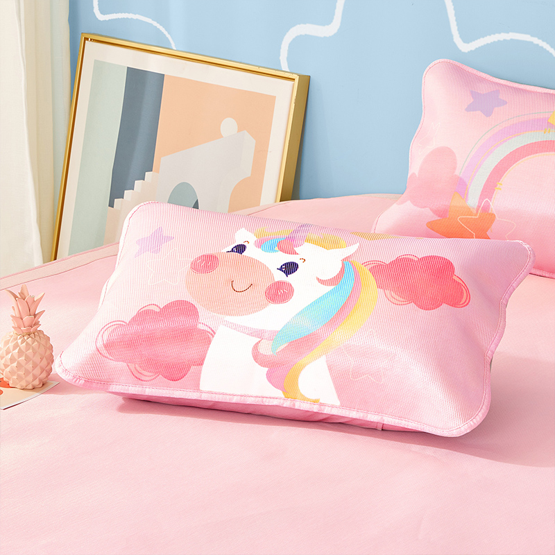 博洋儿童枕套冰丝一对装幼儿园专用可爱卡通粉色夏季枕头套40*60