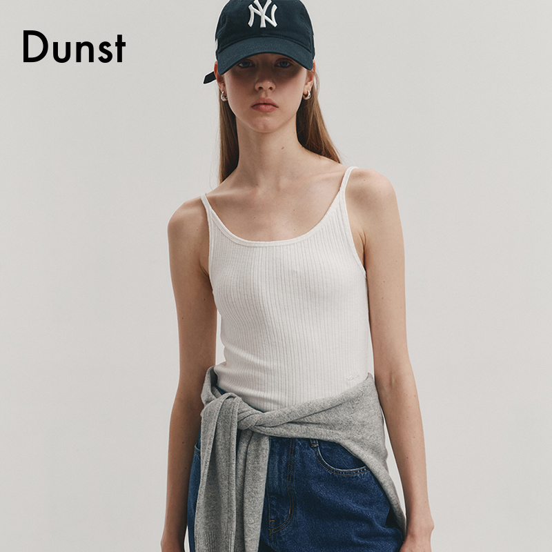 Dunst2024春季新品基本款打底衫女修身条纹针织吊带背心UDTS4A204