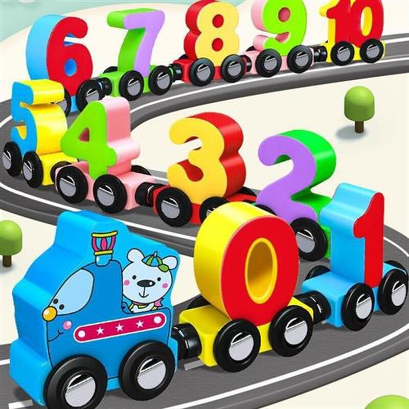 磁性数字小火车玩具儿童磁力积木拼装宝宝女孩1一3到6岁2男孩