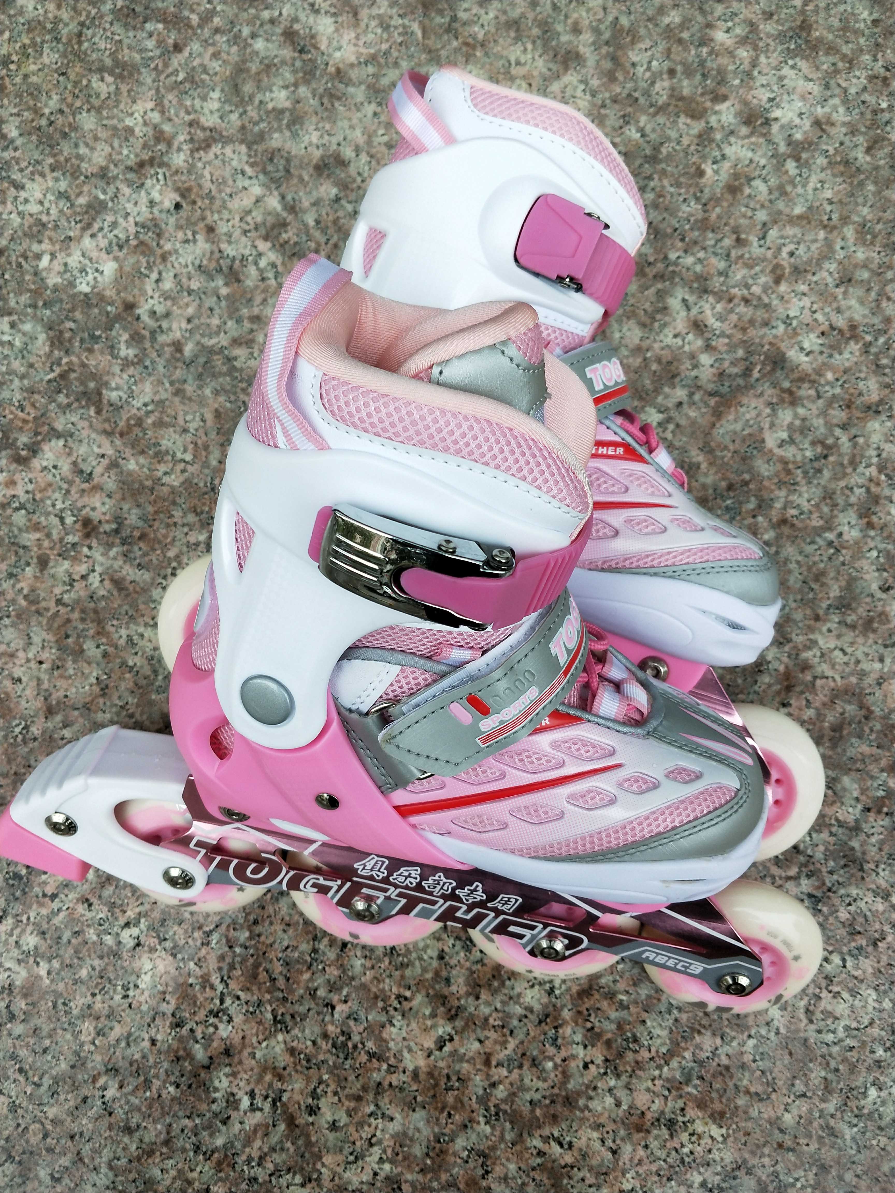屹琪轮滑溜冰鞋儿童全套装小孩初学者俱乐部可调旱冰直排男童女童