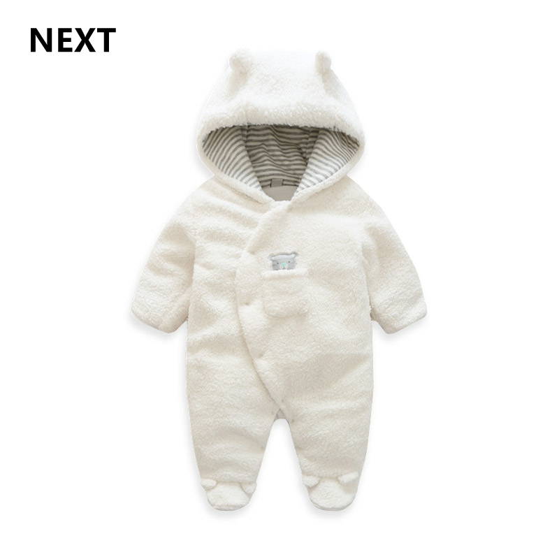 NEXT婴儿连身衣秋冬款夹棉加厚宝宝羊羔绒哈衣新生儿外出抱衣加绒
