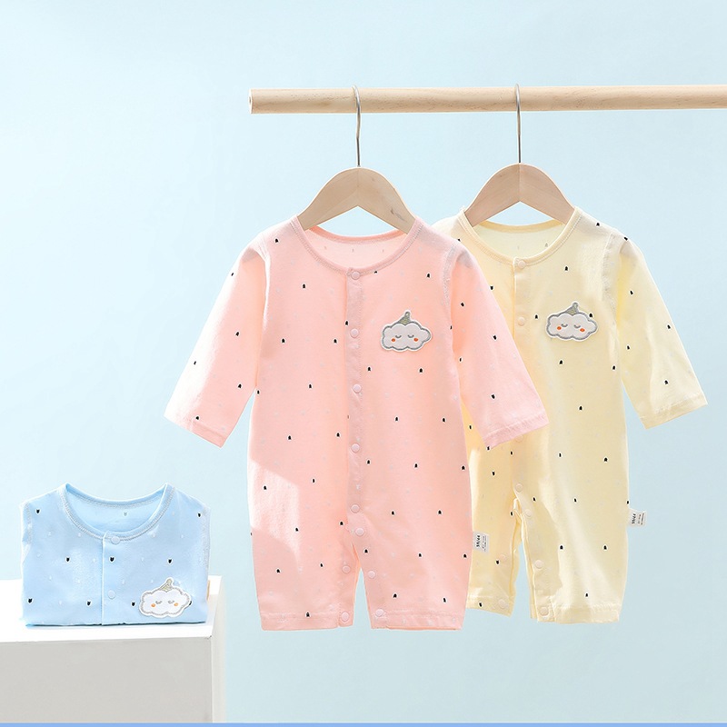 新生婴儿薄款连体衣宝宝纯棉衣服超薄透气空调衣服0-3个月夏季
