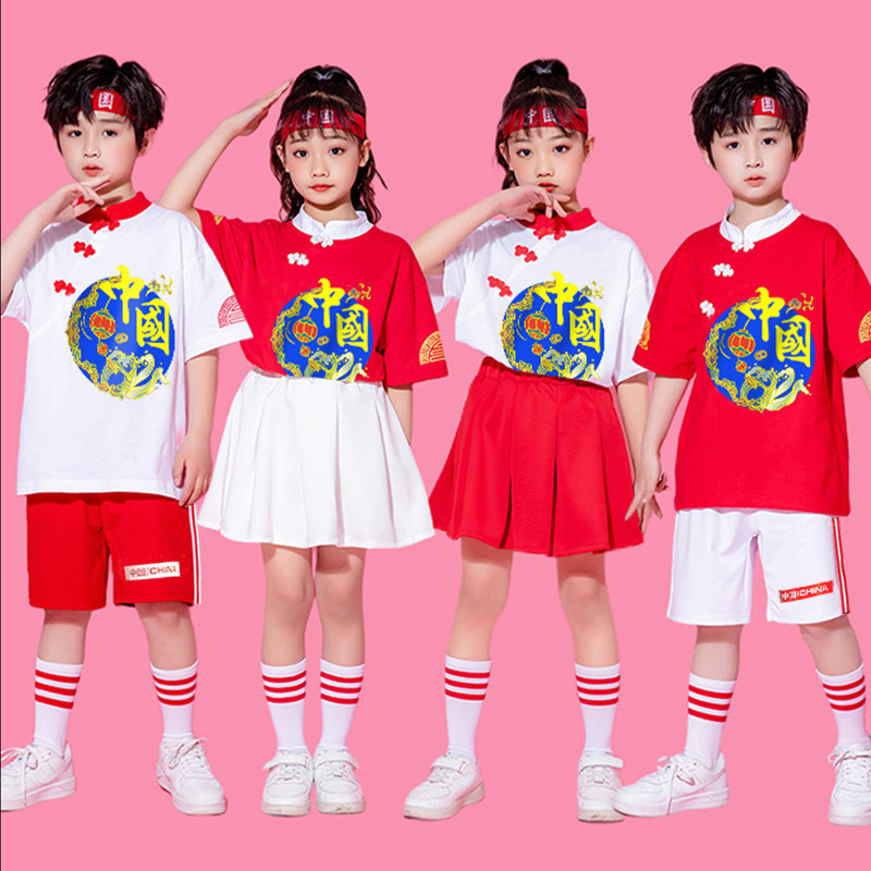 六一儿童啦啦队演出服中国风合唱服幼儿园表演服小学生运动会班服