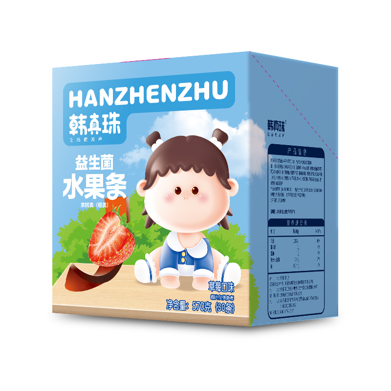 韩真珠益生菌水果条30支草莓苹果蓝莓味儿童休闲零食/新日期