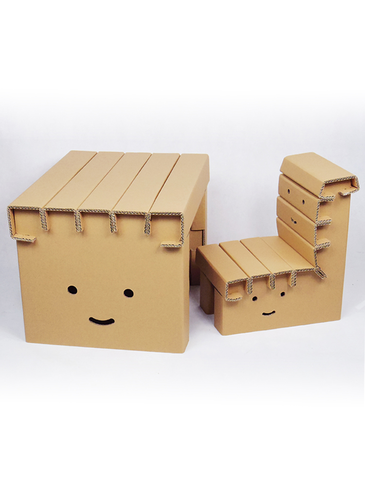 PAPER PANDA 儿童桌椅台幼儿园游戏家具纸玩具书桌子靠背椅子凳子