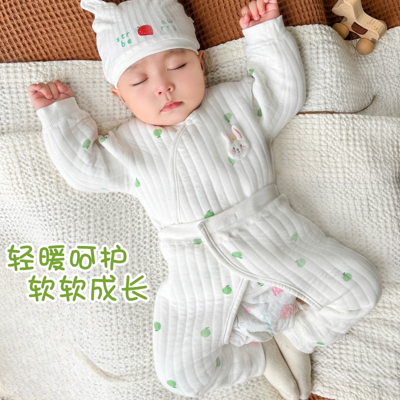 新生婴儿衣服0一2月6贴身宝宝春秋冬幼儿分体保暖打底纯棉a类套装