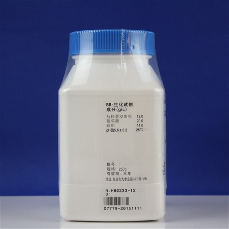 推荐马铃薯葡萄糖琼脂培养基(PDA)(中国药典)HB0233-12  250g