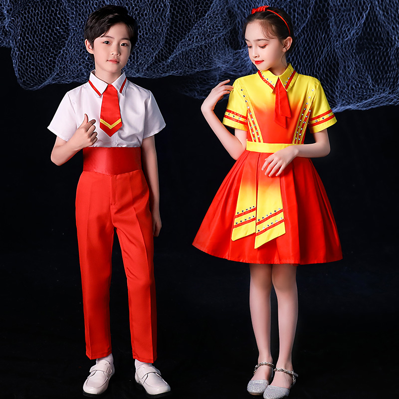 cnxu六一儿童演出服大合唱团表演中小学生诗朗诵喜庆女童舞蹈服装