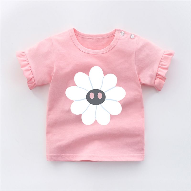 婴儿女童夏装季宝宝薄款幼儿上衣小童半袖纯棉短袖T恤儿童打底衫