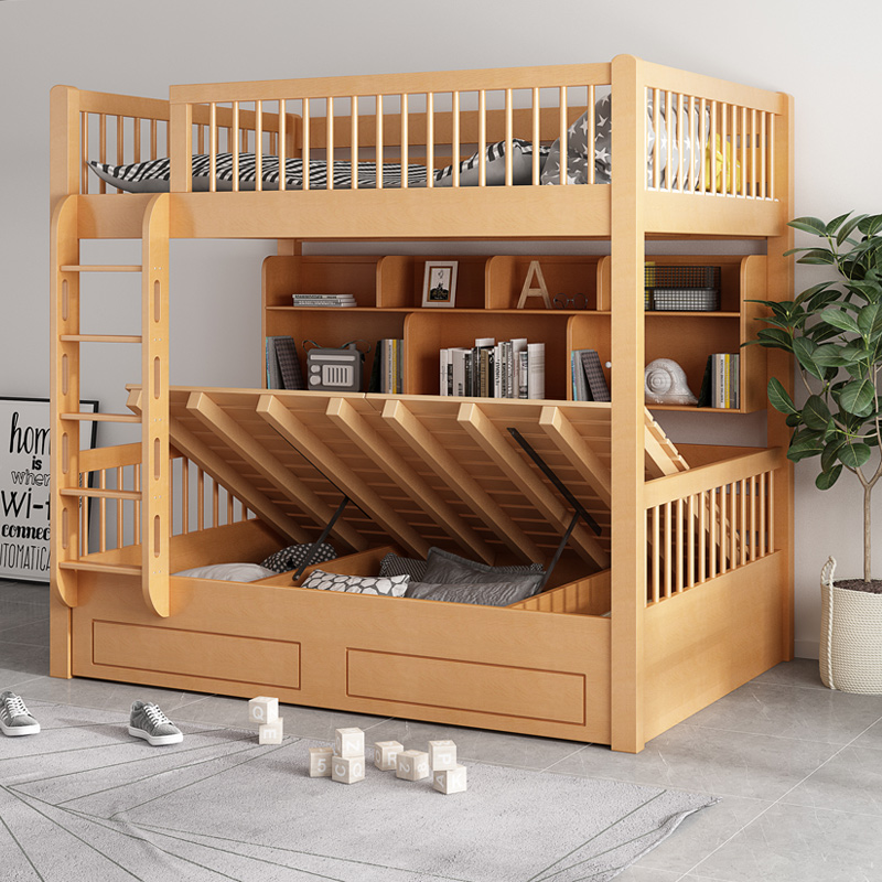 儿童上下床双层床小户型省空间利用床多功能组合榉木上下铺子母床