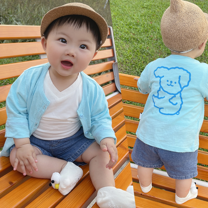 婴儿防晒衣夏季男宝宝外套薄款儿童开衫夏款防晒服透气纯棉空调衫