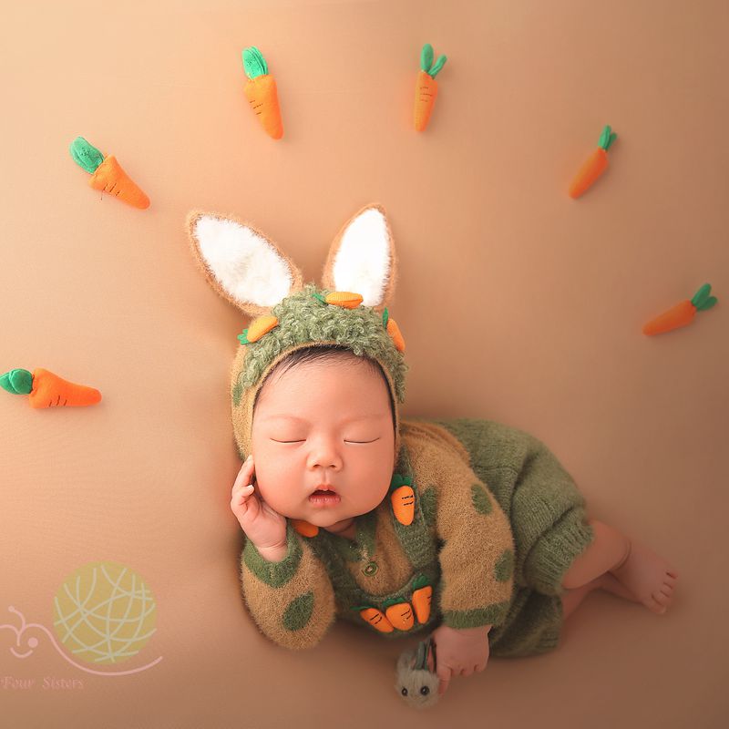 满月婴儿拍照道具新生的儿摄影衣服兔宝宝拍摄主题影楼小兔子服饰