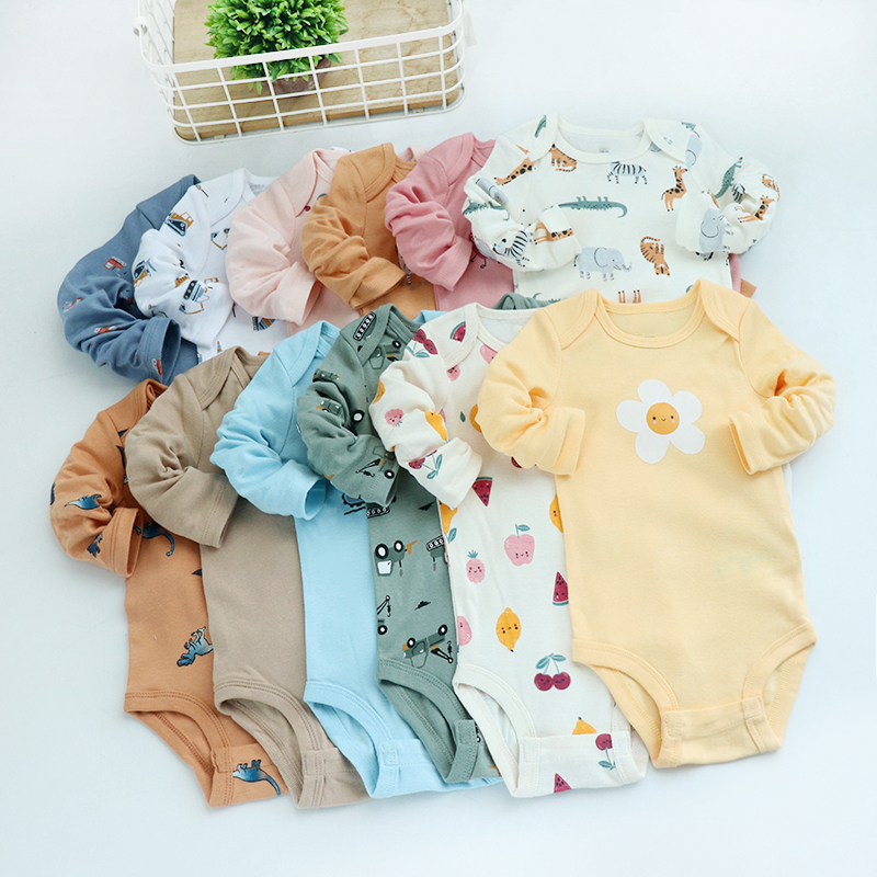 0-24个月宝宝长袖三角哈衣婴儿连体衣爬服婴幼儿纯棉爬装包屁衣