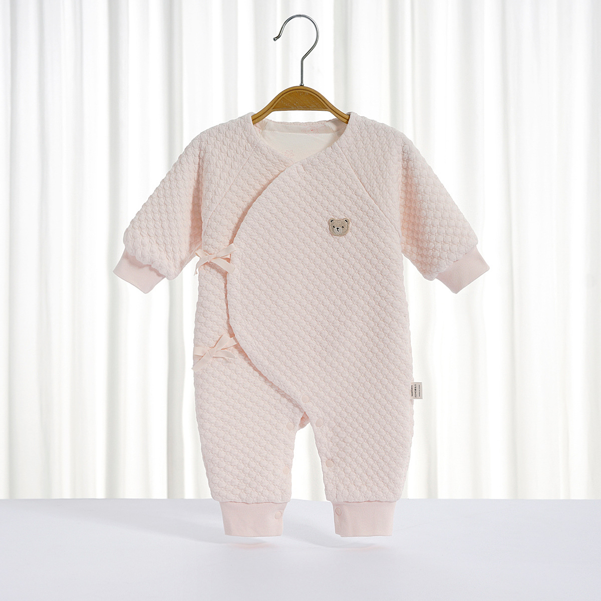 新生儿连体衣纯棉春秋冬季0-3个月加棉保暖初生婴儿衣服和尚服