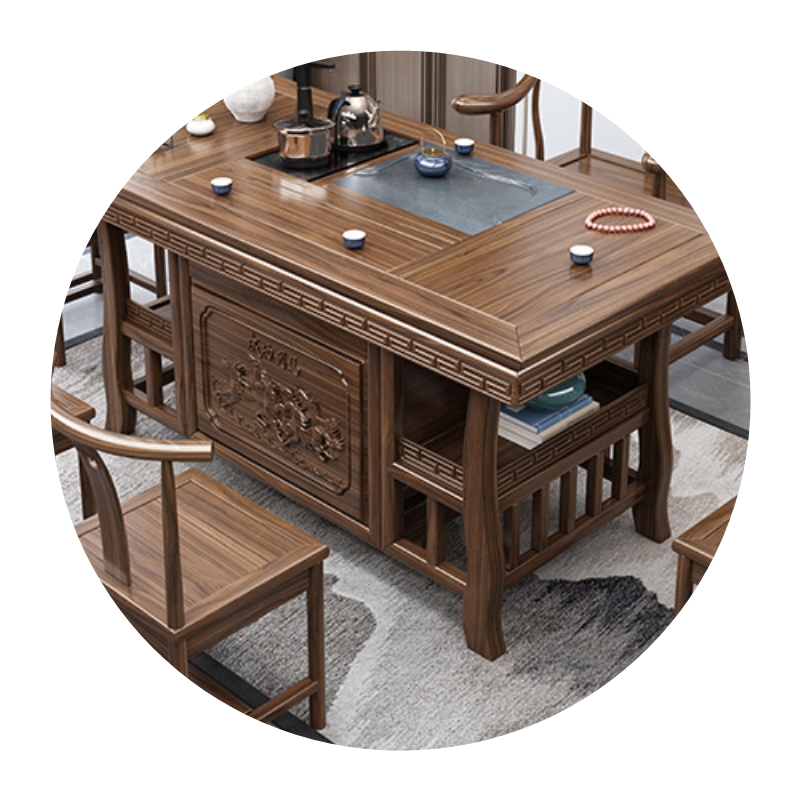 实木茶桌椅组合办公室茶几茶具套装一体喝茶桌家用小户型阳台茶