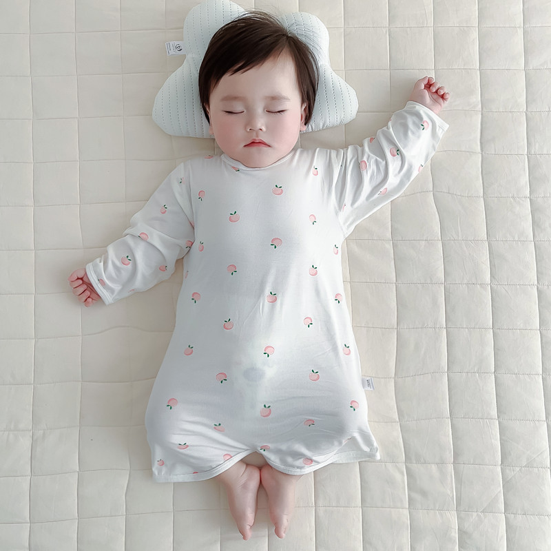 婴儿无骨男女宝宝莫代尔居家睡衣婴幼儿长袖空调服薄款睡袋连体衣