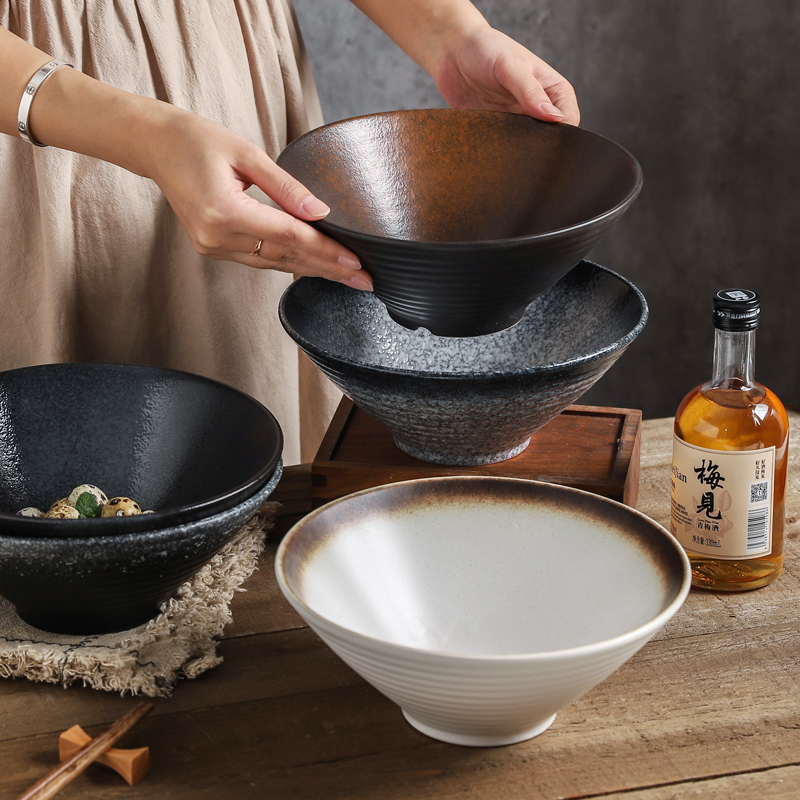 川岛屋日式拉面碗家用复古斗笠碗高级感陶瓷大碗汤碗泡面碗面条碗