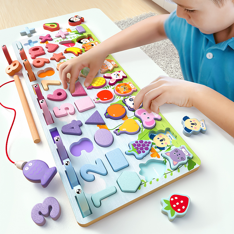 幼儿童数字拼图男女孩宝宝早教益智力开发动脑1一2-3岁半积木玩具