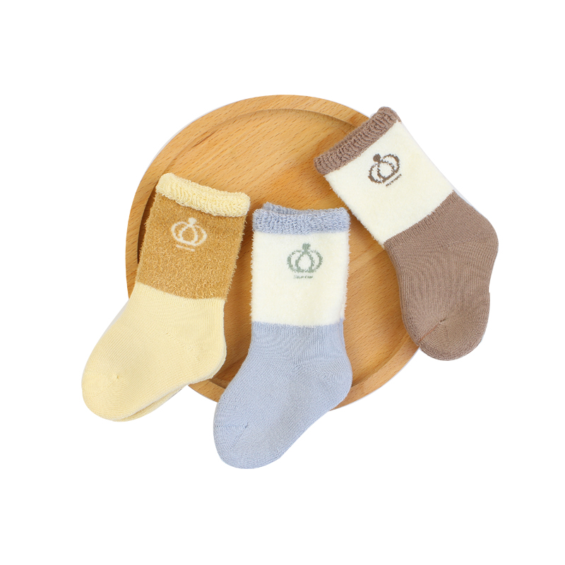 尼多熊冬季加厚加绒保暖毛圈袜子宝宝婴儿男女儿童袜中长筒袜纯棉