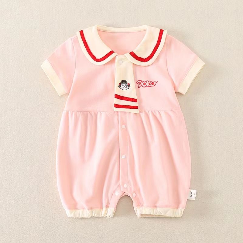 巴拉巴柆韩系婴儿女宝宝连体衣夏季薄款纯棉夏装新生儿满月服宝宝