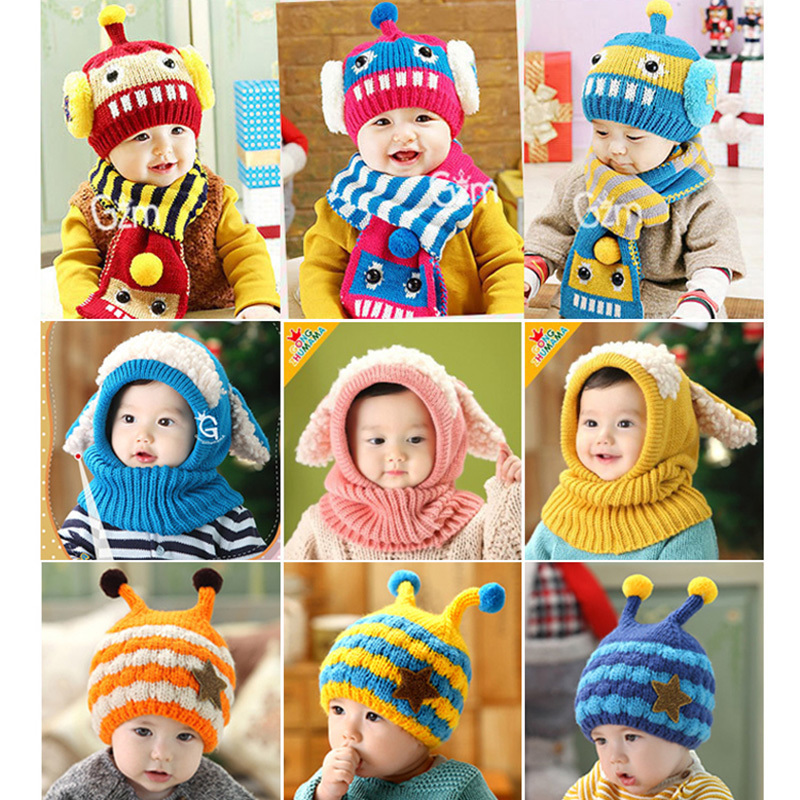 公主妈妈宝宝帽子加厚保暖婴儿毛线针织帽围巾两件套冬季韩1-3岁
